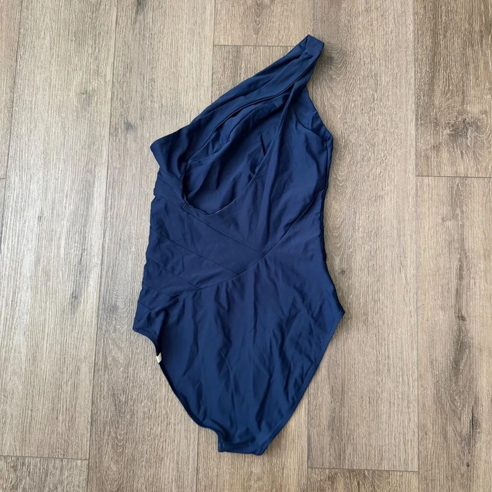 Summersalt One Piece Swimsuit Women Size 8 Navy Blue Sidestroke One Shoulder